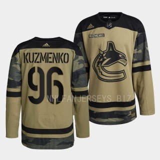 2022 Armed Forces Andrei Kuzmenko Vancouver Canucks Green #96 Camo Warm-up Jersey