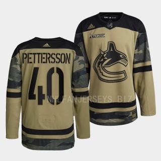 2022 Armed Forces Elias Pettersson Vancouver Canucks Green #40 Camo Warm-up Jersey