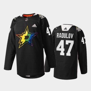 Alexander Radulov Dallas Stars Pride Night 2022 Jersey Black #47 Warmup