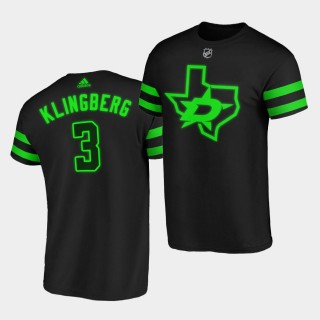 2020-21 Dallas Stars John Klingberg #3 Neon Green Black Third Blackout T-Shirt