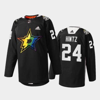 Roope Hintz Dallas Stars Pride Night 2022 Jersey Black #24 Warmup