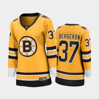 2020-21 Women's Boston Bruins Patrice Bergeron #37 Reverse Retro Special Edition Breakaway Player Jersey - Gold