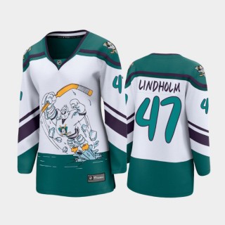 2021 Women Anaheim Ducks Hampus Lindholm #47 Reverse Retro Jersey - White