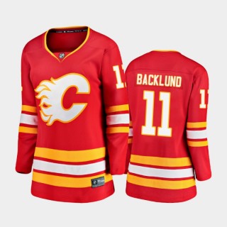 2020-21 Women's Calgary Flames Mikael Backlund #11 Home Premier Breakaway Jersey - Red
