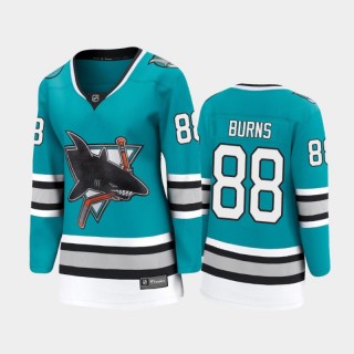 2020-21 Women's San Jose Sharks Brent Burns #88 Heritage 30th Anniversary Premier Jersey - Teal